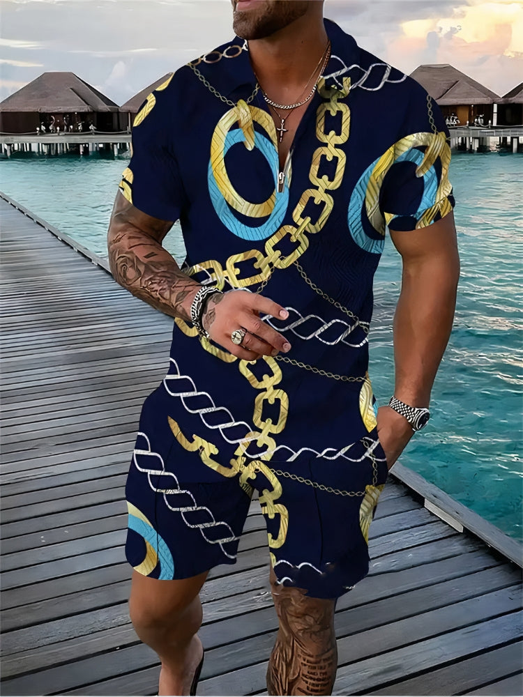 Heren - Casual zomerset - met grafische prints - Perfect voor elke gelegenheid