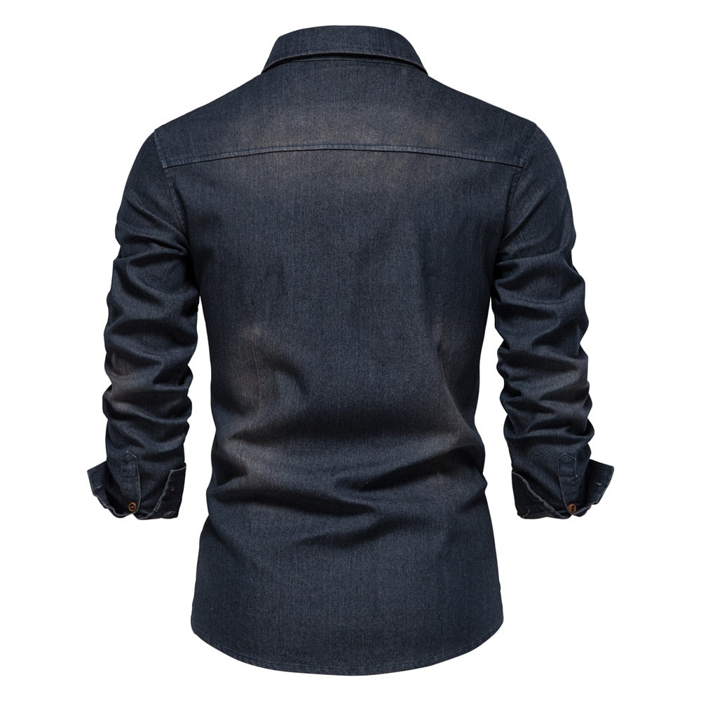 Elastisch katoenen denim shirt