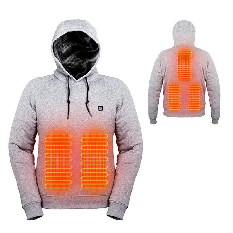 Heren - USB verwarmde hoodie - Lichtgewicht sweatshirt met capuchon - Ideaal voor koude dagen en buitenactiviteiten