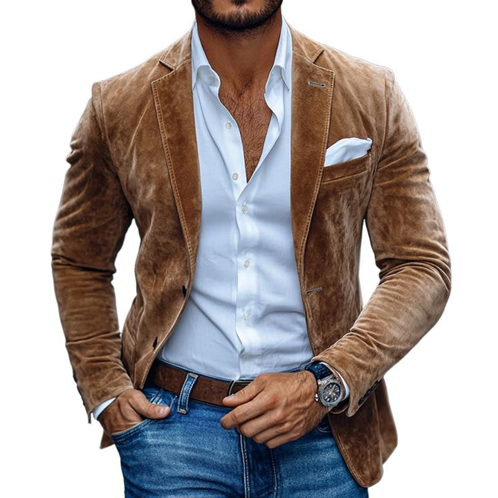 Heren - Casual Blazer - Effen Suède - Stijlvol Notch Lapel Ontwerp met Twee Knopen voor elke Gelegenheid