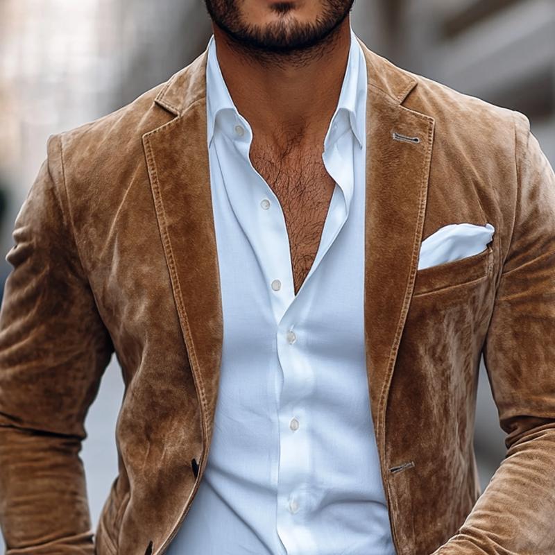 Heren - Casual Blazer - Effen Suède - Stijlvol Notch Lapel Ontwerp met Twee Knopen voor elke Gelegenheid