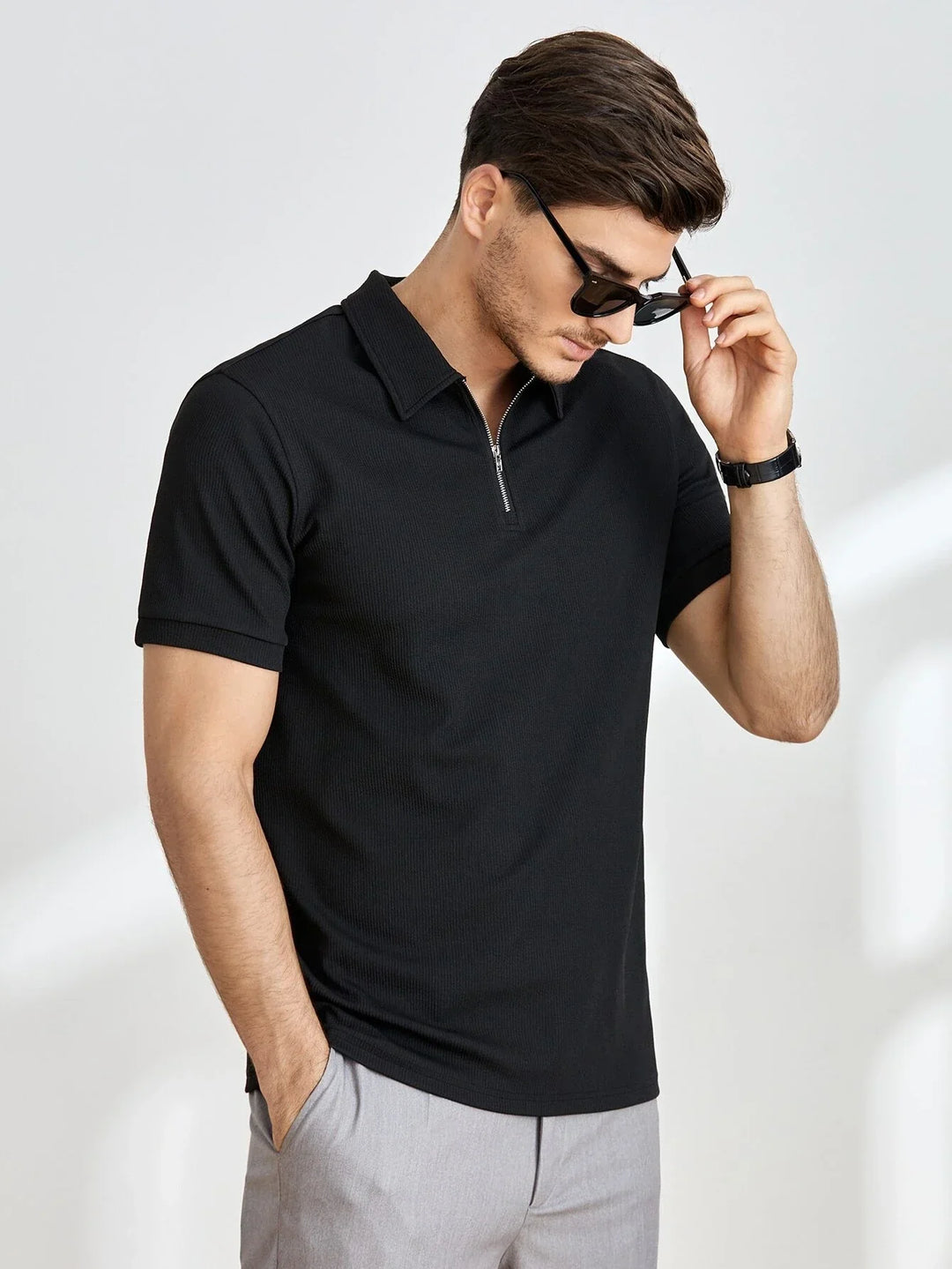 Heren - Poloshirt - Katoen - Korte Mouw met Rits - Stijlvolle Casual Mode