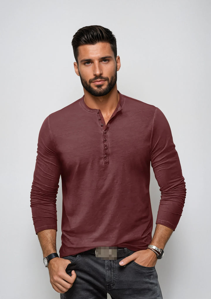 Henley shirt voor heren met lange mouwen