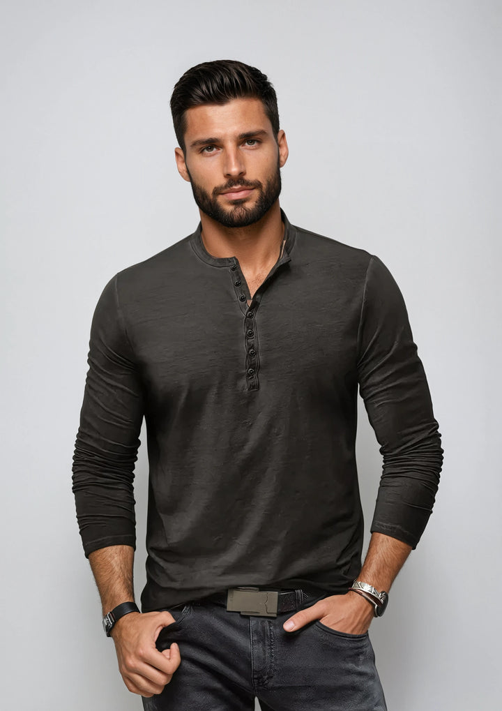 Henley shirt voor heren met lange mouwen