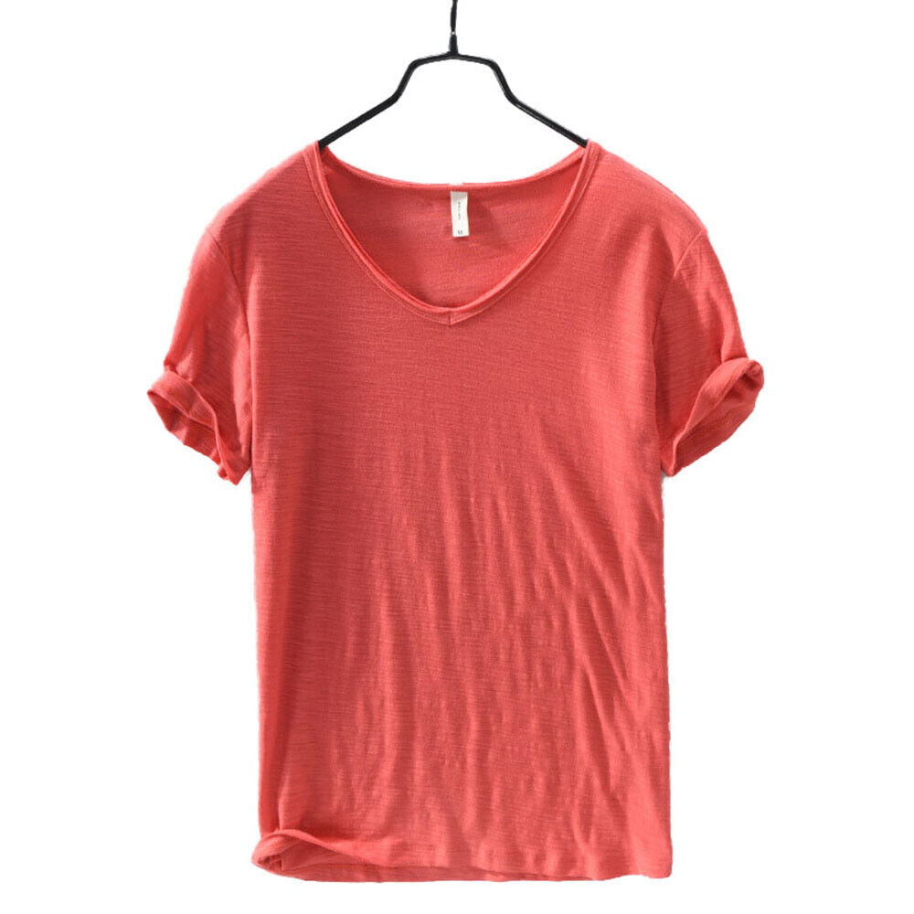 Heren - Shirt met V-hals - Linnen Katoenmix - Stijlvolle Vrijetijdskleding voor Comfort en Klasse