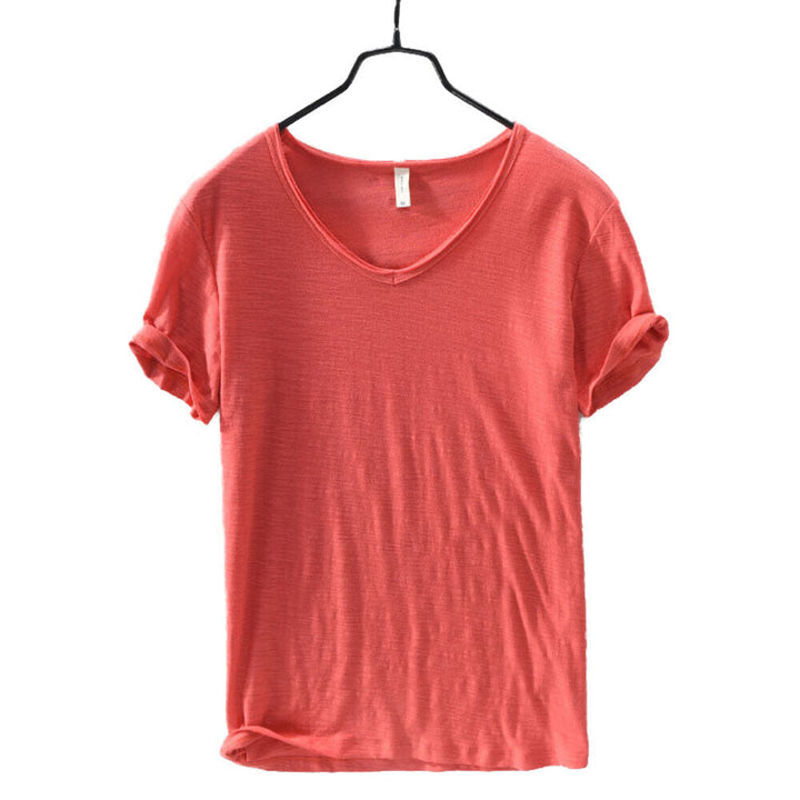 Heren - Shirt met V-hals - Linnen Katoenmix - Stijlvolle Vrijetijdskleding voor Comfort en Klasse