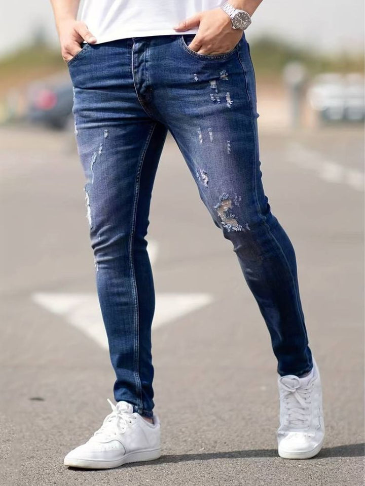 Heren Denim Broek - Zomerstijl met Scheuren - Stijlvolle en Comfortabele Casual Look