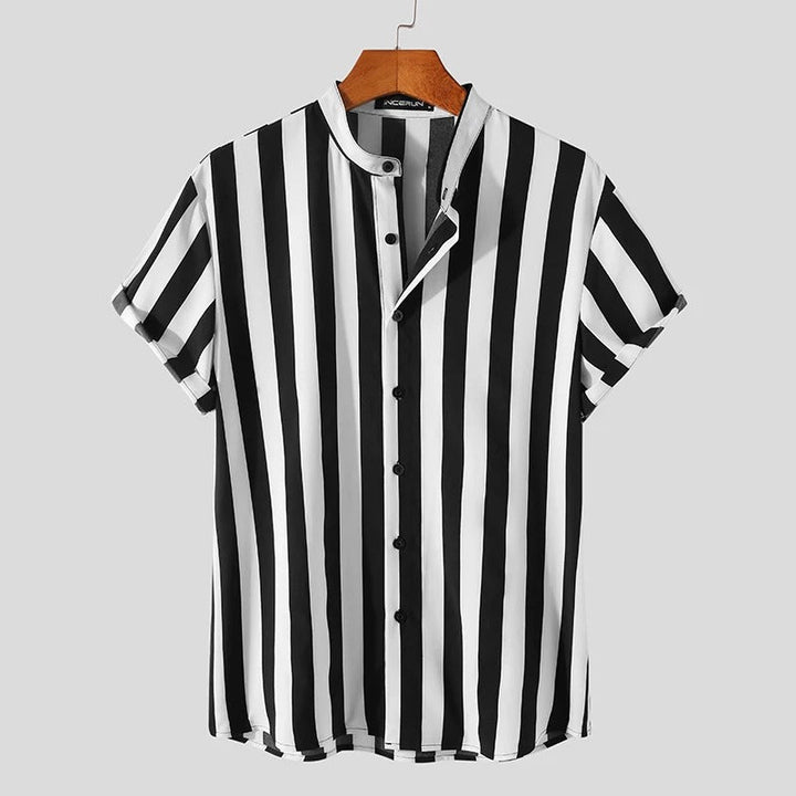 Heren - Gestreept Shirt - Katoen - Casual Stijl met Comfortabele Pasvorm
