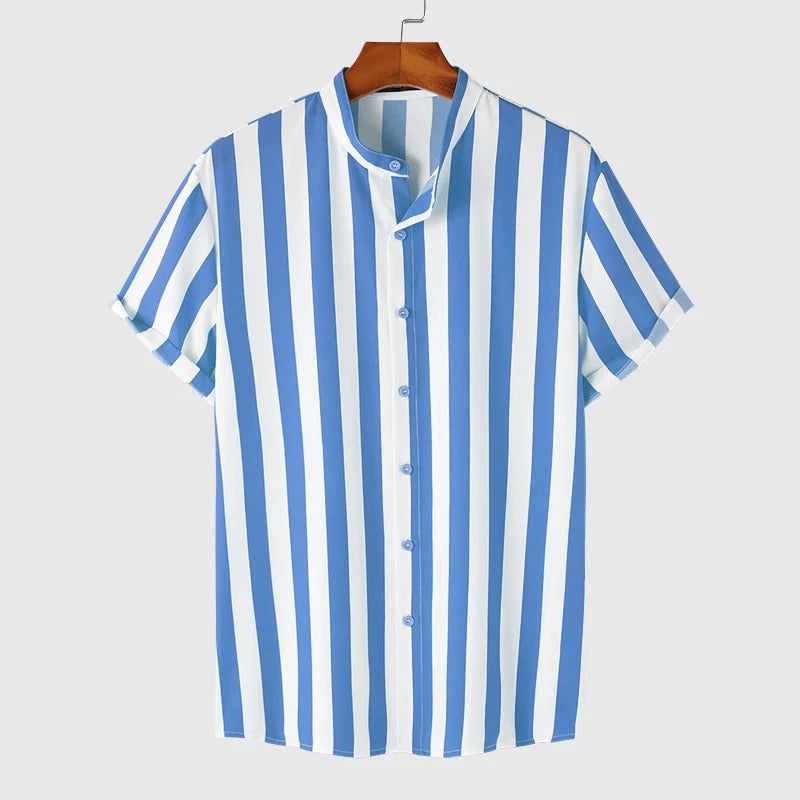 Heren - Gestreept Shirt - Katoen - Casual Stijl met Comfortabele Pasvorm